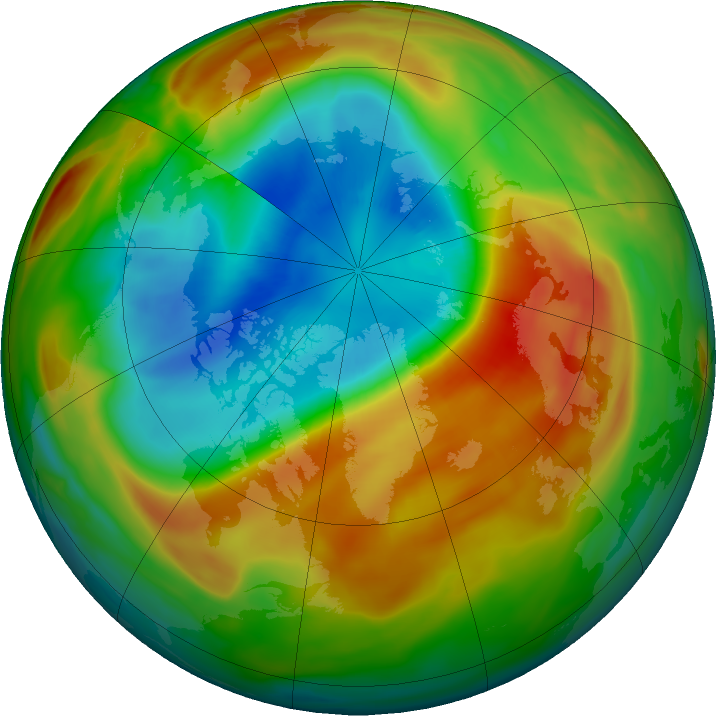 Arctic ozone map for 13 March 2020